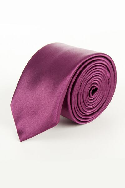 Zaim Aksesuar Cravată și batistă din satin violet închis pentru bărbați 112