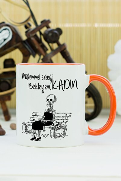 Hediyelen Man Waiting for the Perfect Woman Mug Cup Orange