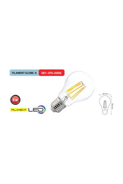 Horoz 6 Watt E-27 Filament Rustik LED AMPUL Beyaz Işık