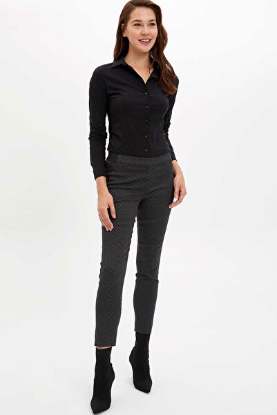 DeFacto Kadın Siyah Basic Uzun Kollu Slim Fit Gömlek I5278AZ19AU