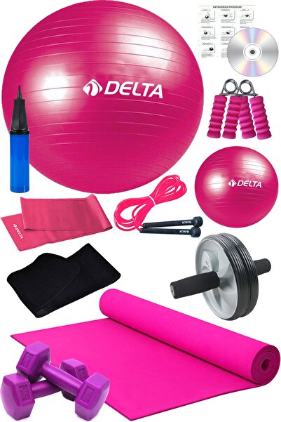 Delta 12 Li Pilates Seti Pilates Minderi 1Kg Dambıl Plates Topu Seti Ab Slider Tekerlek