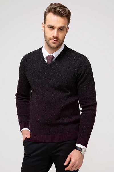 Pierre Cardin Men's Claret Red Slim Fit Knitwear Sweater G021SZ0TK.000661157