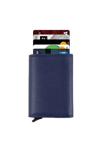 Garbalia Genuine Leather Navy Blue Men's Mechanical Wallet 2066111005010