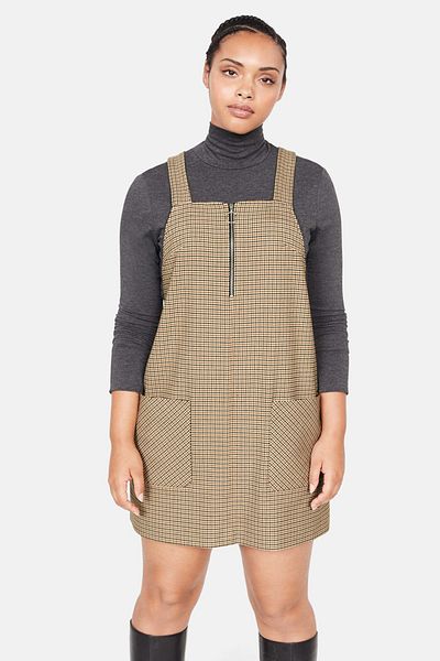 Violeta by MANGO Γυναικείο φόρεμα Gilet με καρό καφέ μεσαίο καφέ57045935