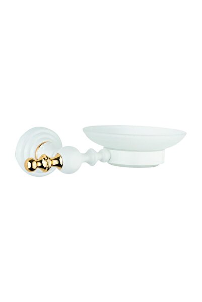 Saray Banyo Δοχείο σαπουνιού Palace Brass Artemis Λευκό Χρυσό