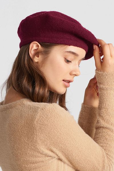Dilvin Women's Claret Red Painter Beret 177A11281