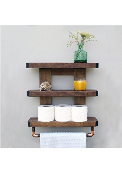 WOODENSA Ahşap Banyo Rafı Rustic Banyo Düzenleyici Wdn023