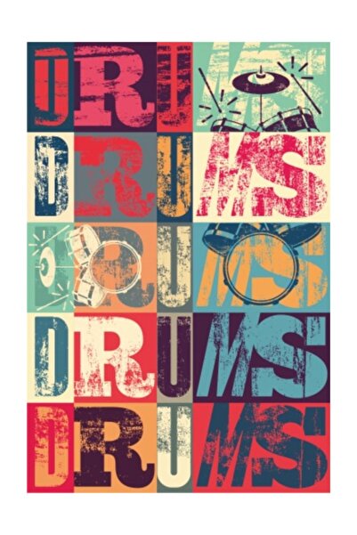 Hayat Poster Ρετρό Vintage Drums Drum Ξύλινη αφίσα
