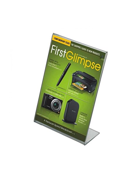 KrcDisplay Kıraç Reklam A5 (15x21) Masaüstü L Tipi Dikey Pleksi Föylük Broşür...
