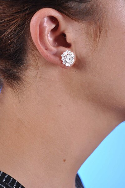 Midyat Nurtaş Gümüş Kadın Yonca Çiçek Model Elişçiliği Telkari Gümüş Küpe MNG201013572