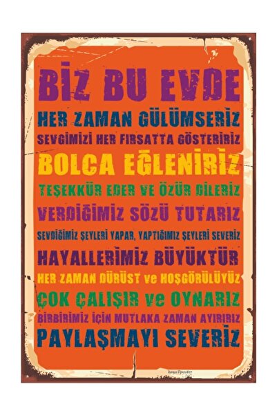Hayat Poster Mutlu Aile Tablosu Retro Vintage Ahşap Poster
