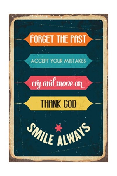 Hayat Poster Ρετρό Vintage Ευχαριστώ και χαμογέλα Ξύλινη αφίσα