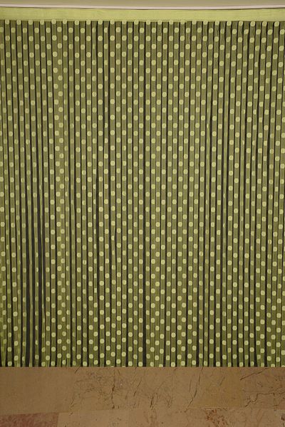 AKÇA TEKSTİL Polka Dot Model Green Color Rope Curtain Ready-made Buttons Sewn Rope Curtain 300*270 cm