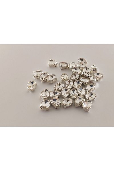 yiğit aksesuar 6X8 Cased Strut Drop Glass Stone White 50 Pieces