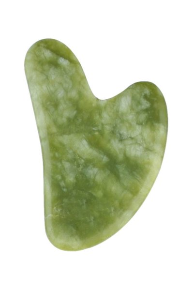 Fulia Jade Stone Serrated Roller and Jade Stone Heart Gua Sha Natural Stone Double Skin Care Set