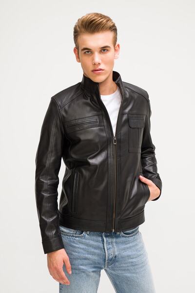 İkbal Alexander Siyah Hakiki Deri Mont Erkek