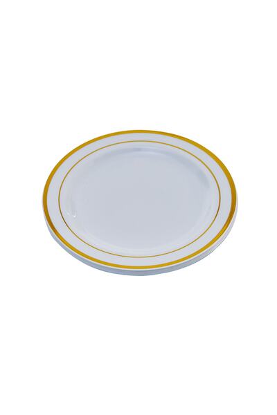 Favilla Kullan At Plastik Parti Tabağı 24'Lü Paket Altın Çizgili 19 Cm AKY015...