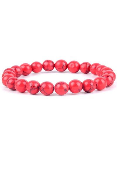 Kusakli Unisex Red Howlite Natural Stone Bracelet 72428BL