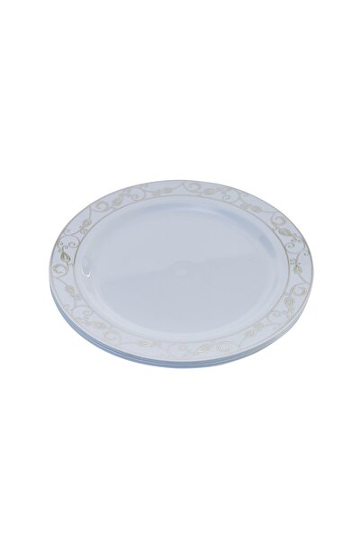 Favilla Kullan At Plastik Parti Tabağı 24'Lü Gümüş Desenli 23 Cm AKY01591/SF-24