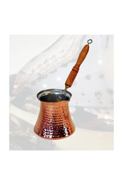 DERYA Metal Bakır Cezve Ahşap Saplı 7 Fincanlık