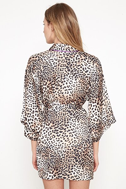 Koton Γυναικεία ρόμπα με καφέ σχέδιο 7YLK52099MW