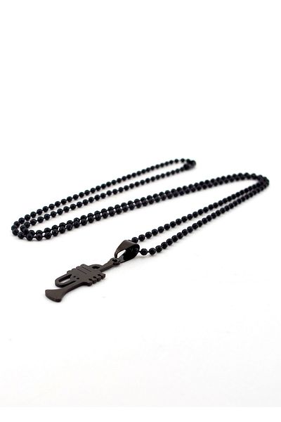 Solfera Men's Trumpet Musician Marching Band Black Steel Necklace K953