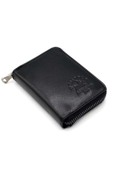 WEST POLO CÜZDAN Μαύρη ανδρική δερμάτινη θήκη με φερμουάρ WP3008