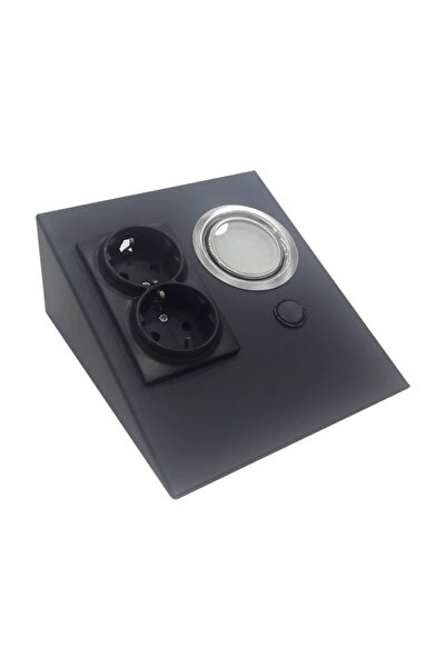 Espar Dolap Tezgah Altı Siyah Metal Led Aydınlatmalı Priz