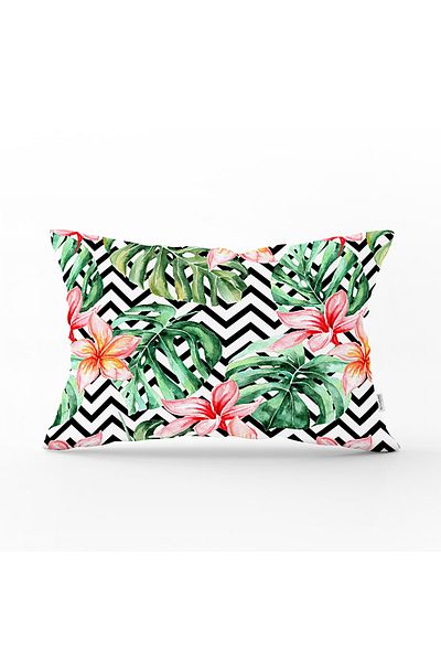 Realhomes Zigzag Zebra Patterned Digital Printed Rectangular Pillow Throw Pillow Cover