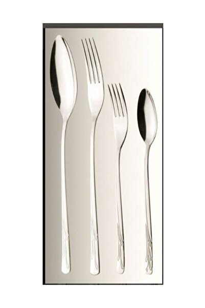 Tozanlı çelik Sarmaşık Modeli 60 Parça Çatal Kaşık Seti