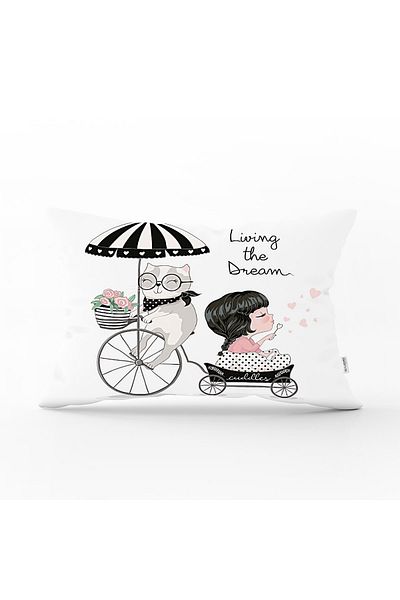 Realhomes Fashion Girl Digital Printed Μοντέρνα Ορθογώνια Μαξιλαροθήκη Ριχτάρι