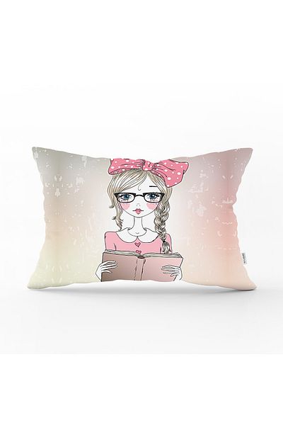 Realhomes Fashion Girl Digital Printed Μοντέρνα Ορθογώνια Μαξιλαροθήκη Ριχτάρι