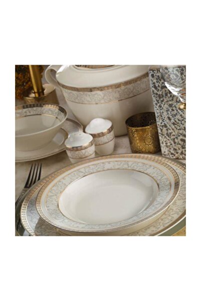 Kütahya Porselen Bone Kalipso 62 Parça 10511 Desenli Yemek Takımı