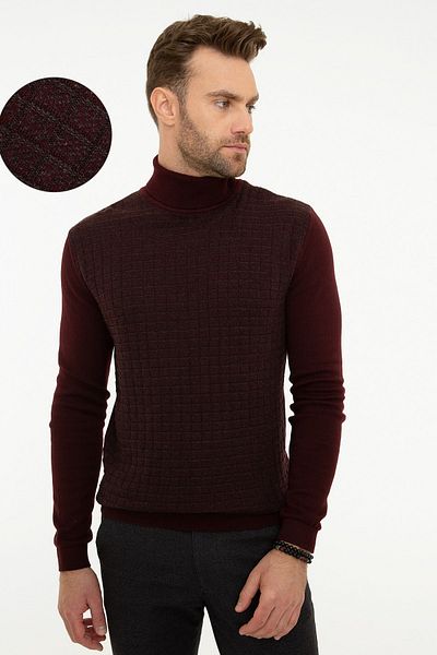 Pierre Cardin Men's Claret Red Slim Fit Knitwear Sweater G021GL0TK.000877912