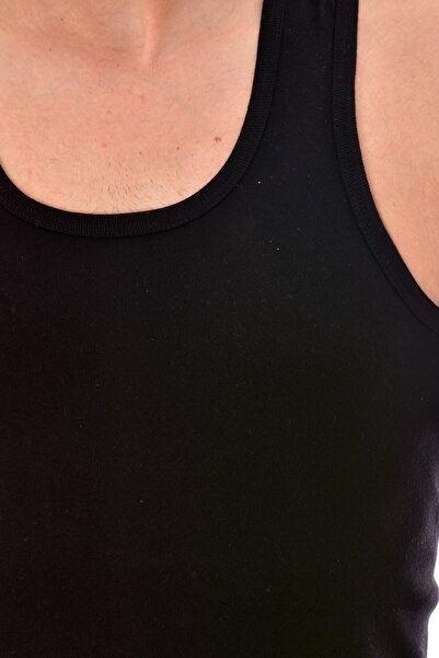 Tutku Men's Black 12 Pieces Tutku Cotton Sports Undershirt 0118