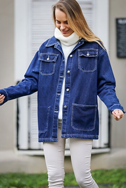 Chiccy Γυναικείο Giant Pocket Λεπτομερές τζιν μπουφάν Oversize M 10210100 CE99436 ΚΕΜ