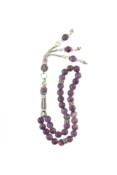 TESBİHCİBABA Unisex Small Size Crystal Cut Amethyst Rosary TB1650