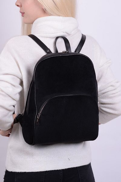 Housebags Кадифена черна дамска раница 157