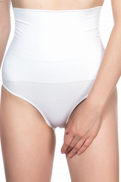 Emay Corset de damă, alb, cu două straturi, cu talie înaltă, chiloți snap, 2019B