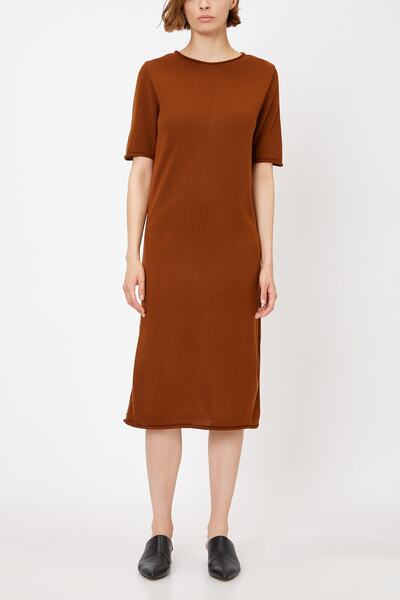Koton Γυναικείο Φόρεμα Καφέ Σχιστό Λεπτομερές Φόρεμα 0KAK92773OT