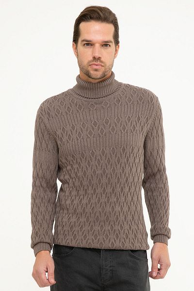Pierre Cardin Мъжки тесен пуловер с висока яка от норка G021SZ0TK.000854184