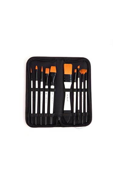 ART Xinbowen Çantalı Yağlı Ve Akrilik Boya Karma Fırça Seti 10'lu