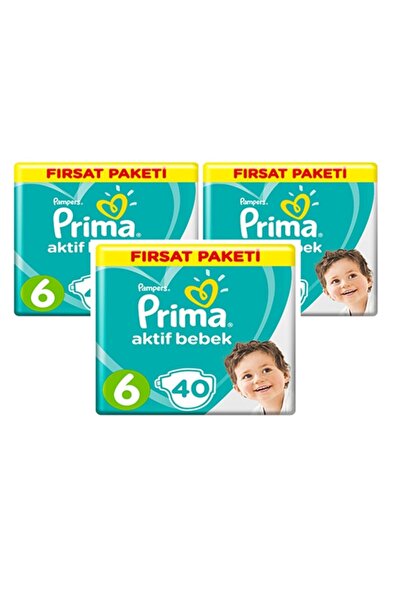 Prima Aktif Bebek Ekstra Large 6 Beden Fırsat Paketi 40x3 120'li Bebek Bezi