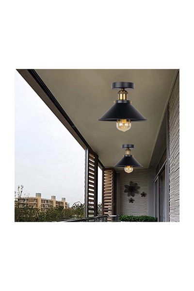 demet habek mylights S Retro Plofonyer ثريا سقف مفردة سوداء ريفية 23 سم
