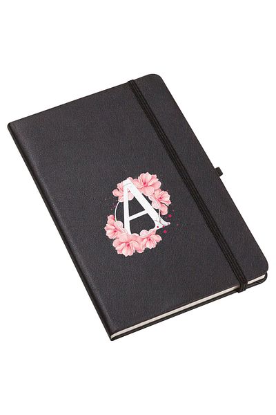 mooodcase Pink Flower Patterned Letter A Thermo Leather Notebook