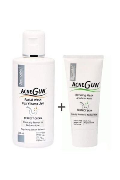 Dermoskin Acnegun Arındırıcı Maske 30 ml + Yüz Yıkama Jeli 200 ml - Lokel Akn...
