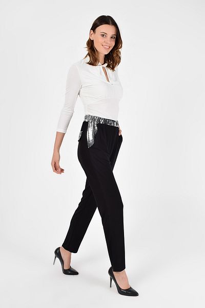 Laranor Pantaloni de damă cu paiete argintii cu paiete 19L6723