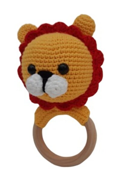 YUMAK Amigurumi Kırmızı Aslan Çıngırak Oyuncak