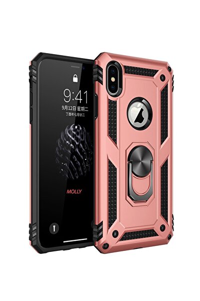 Molly Iphone X/xs Uyumlu Rose Megatron Yüzüklü Silikon Pc Kılıf