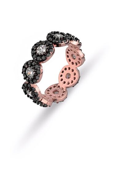 MySilvers Oniks Taşlı Papatya Gümüş Tamtur Yüzük Kadın Rose Onix